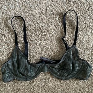 Urban Outfitters Out From Under Gray/Black Plaid Underwire Sheer Bralette 34B